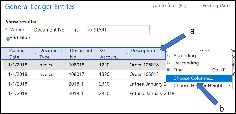 general ledger entries