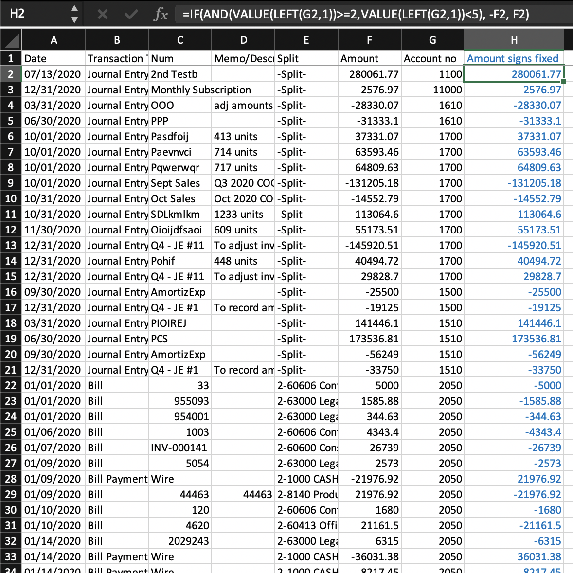 Data Formatting Guide: Flipping signs for a range of accounts or based on  condition(s) – MindBridge: English (US)