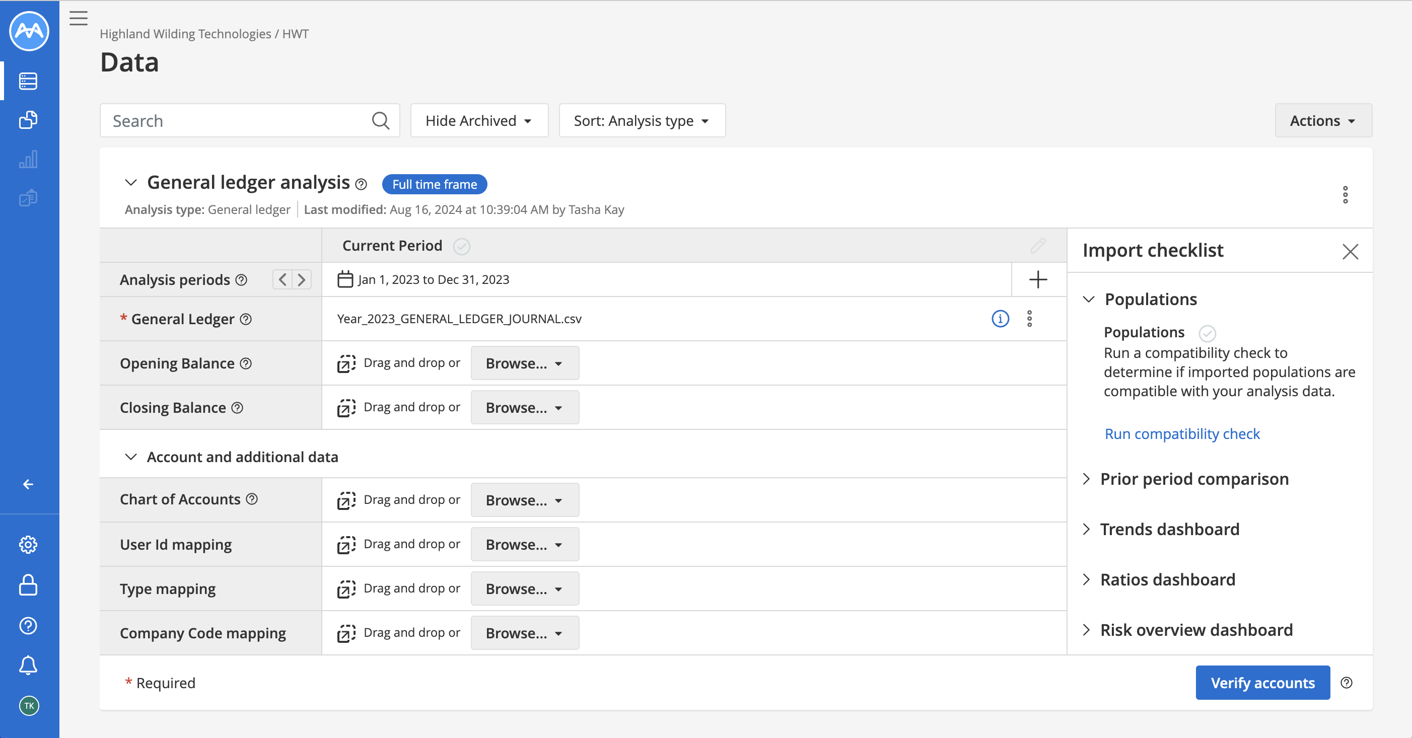 Screenshot showing the Population compatibility check within the import checklist