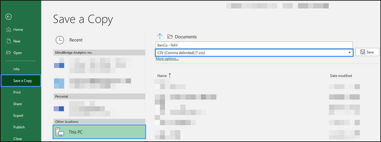 save screen in excel