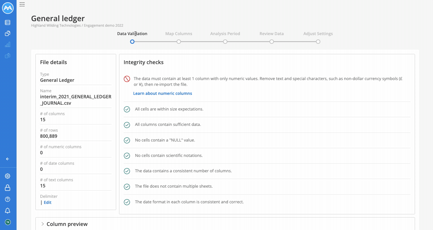 Edit custom delimiter during Data Validation step of import process