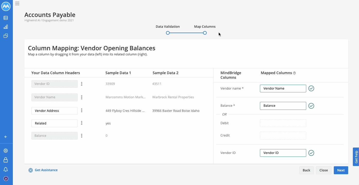 column mapping in mindbridge animation