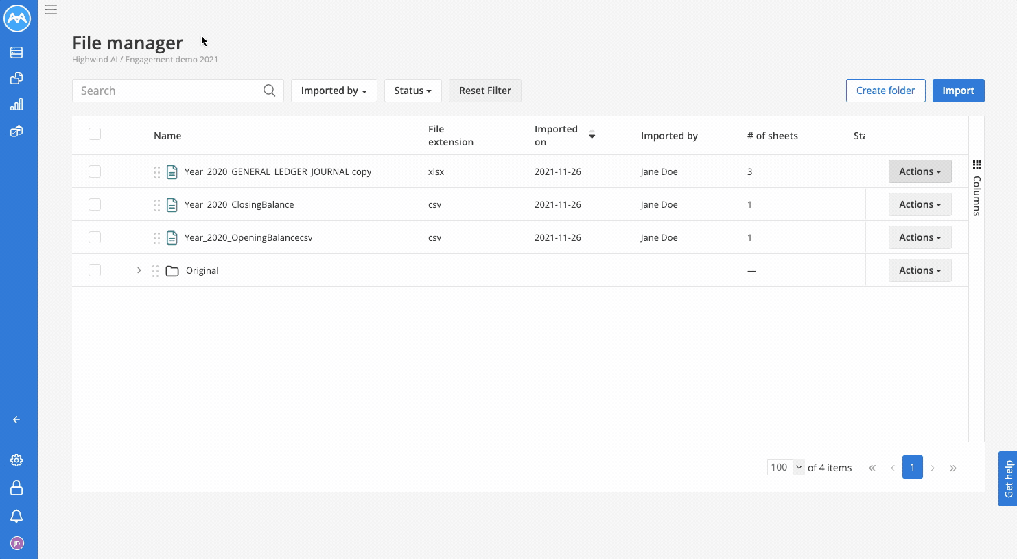 File manager showing how to split sheets