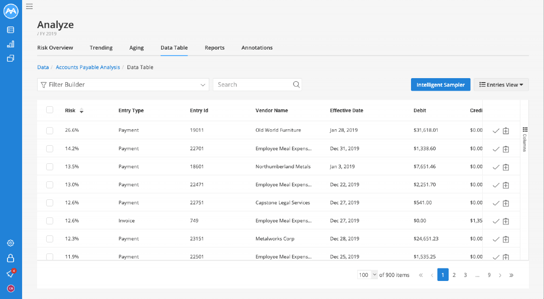 search in data table search bar in Mindbridge animation