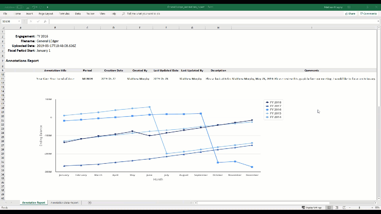 GIF montrant les annotations exportées dans une feuille de calcul Excel