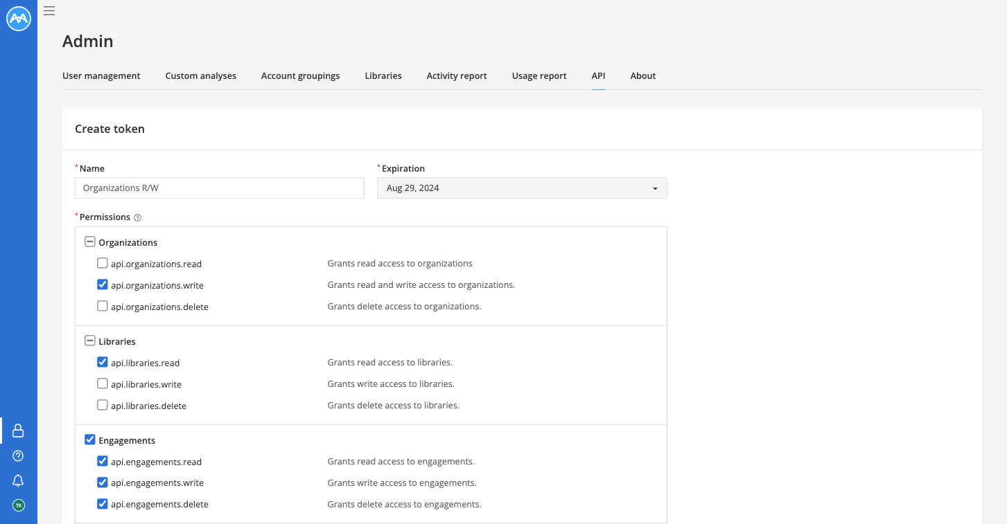 Aperçu de la page API