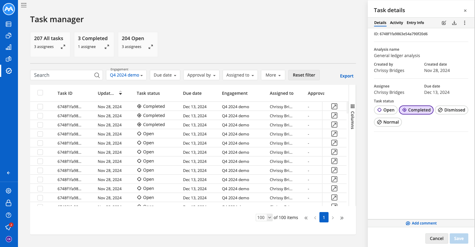 Screenshot showing an example of the Task manager
