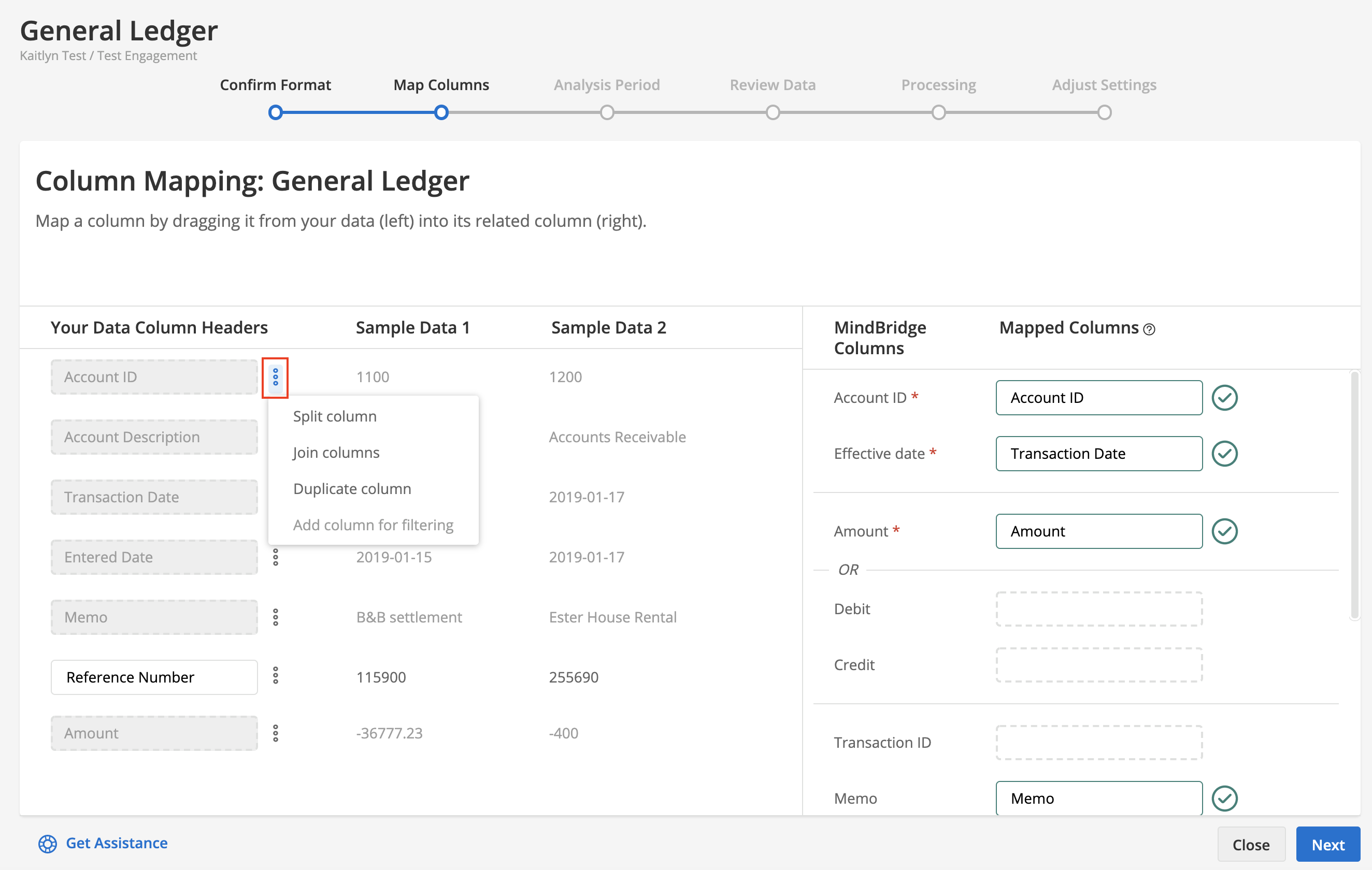 How Do I Adjust My Column Data MindBridge English US 