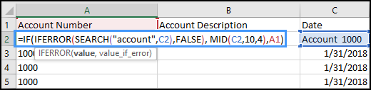 above formula being applied in excel