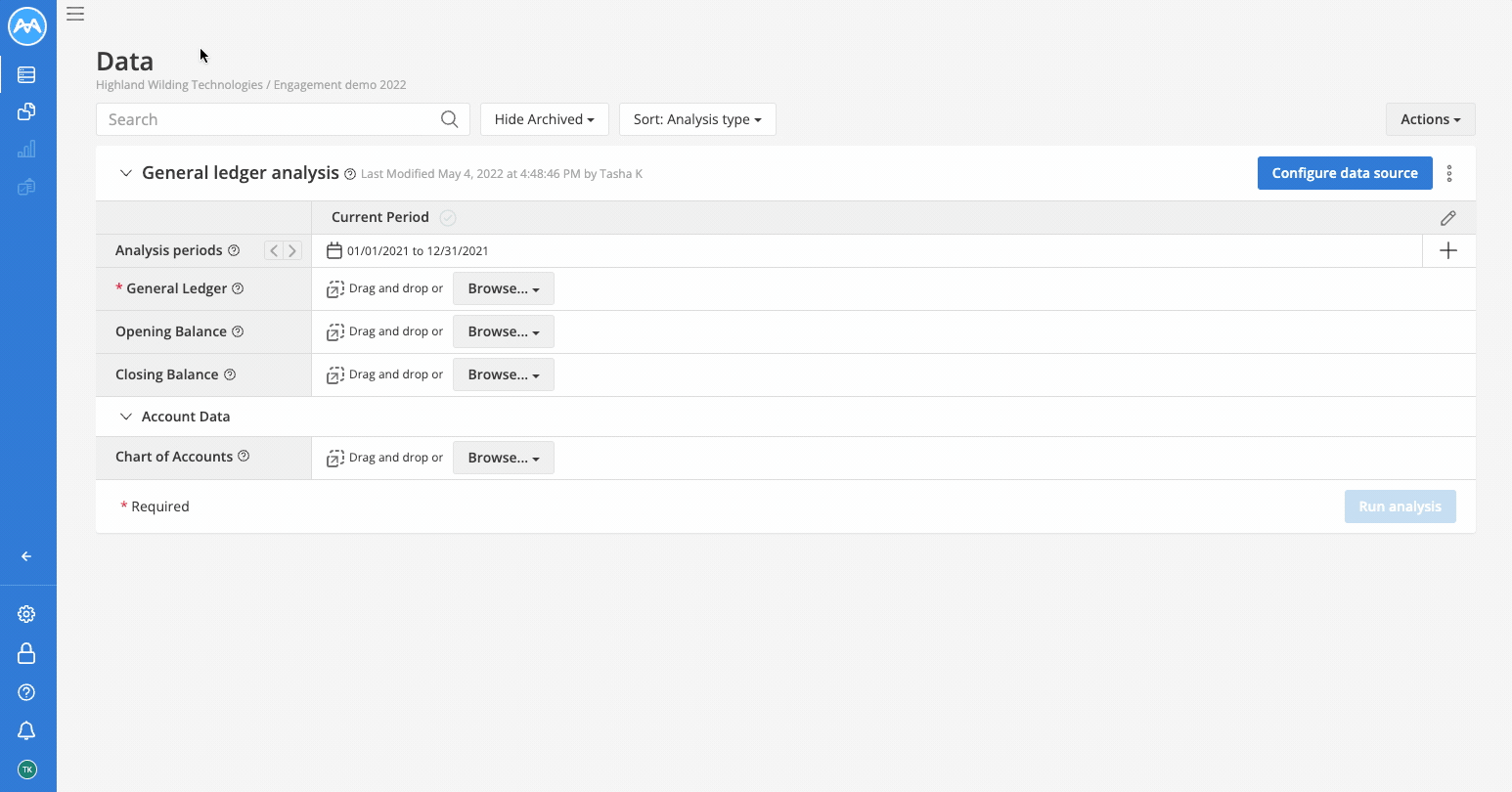 Data page - Select data to import from connected ERP