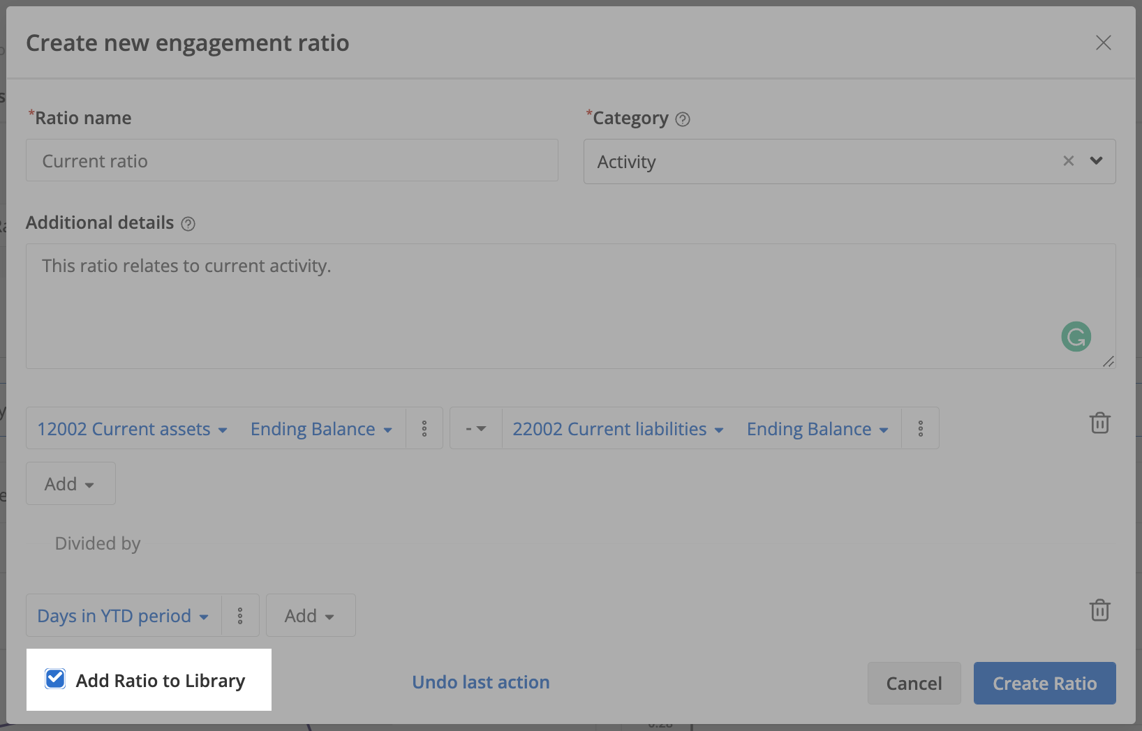 Add ratio to library